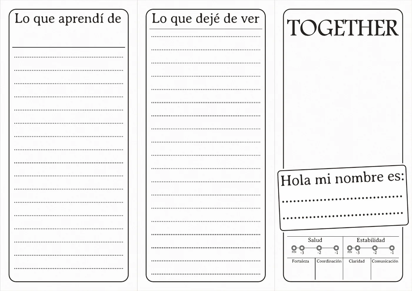 Together — Hoja de personaje, Español, página 1