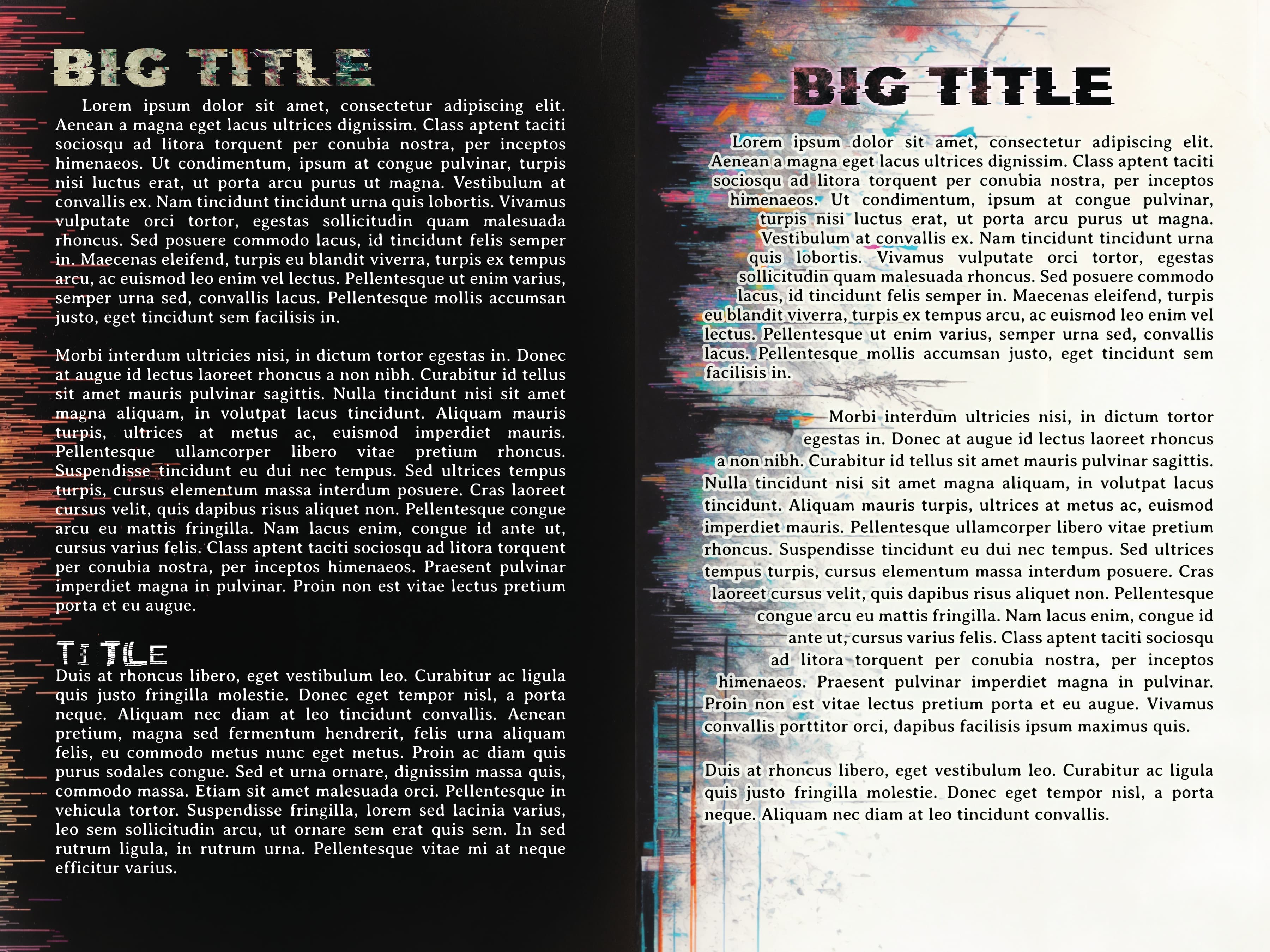 Fantasy Glitch template, sample spread 1